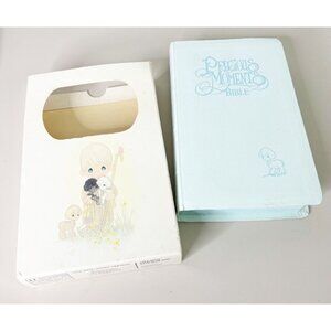 PRECIOUS MOMENTS Edition NKJV Holy BIBLE Blue 1985 w Illustrations Giftable NEW